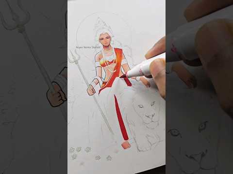 Durga Maa Drawing 🌸 Ohuhu Markers : tutorial #shorts