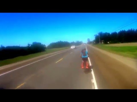 Cyclist almost killed by truck WARNING: BAD LANGUAGE