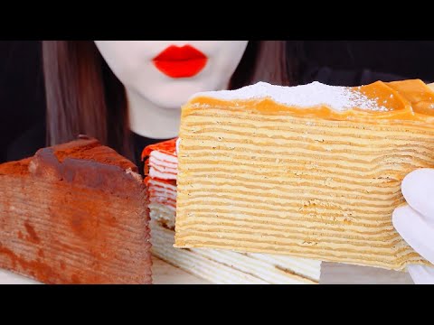 ASMR, Mukbang, Chocolate Caramel and Velvet Cake Eating Vlog 초콜릿 캐러멜 벨벳 케이크 먹기 @ZOEYASMR