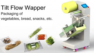 Tilted type flow wrapper packaging machine semi automatic mini packing equipment