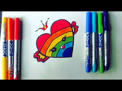 cute rainbow heart cool  drawing for kids/rainbow heart/cool drawing  for kids/cute rainbow drawing