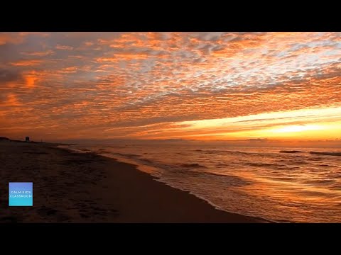 Relaxing Music For Classroom Work - gentle beach waves & soothing guitar quiet morning music