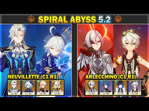 C1 Neuvillette Hypercarry & C1 Arlecchino Vaporize | Spiral Abyss 5.2 Floor 12 | Genshin Impact