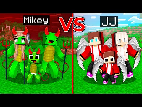 Maizen Angel Family vs Mikey Demon Family Battle in Minecraft!