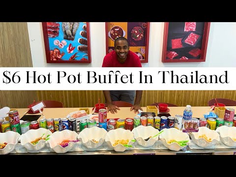 $6 HOT POT BUFFET In Bangkok, Thailand | Cheap Hot Pot buffet restaurant in Bangkok Thailand