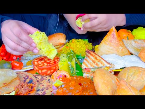 ASMR Dosa, Idli Sambar, Aallu Pratha, Kachori, Samosa Eating Vlog, Mukbang @SpiceASMR