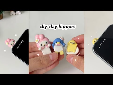 DIY clay hippers 🍳 (cute phone decor)