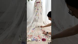 Making a v neck floral appliqué bridal dress with court train #dress #sewing #fashion #dressmaking