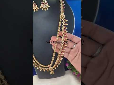 Trending Ad long necklace/double line fancy ad haar/party wear necklace WhatsApp 8792536199