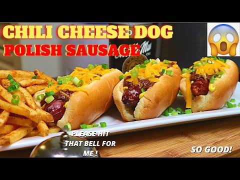 AIR FRIED BEEF POLISH | HOW TO MAKE AIR FRIED POLISH CHILI CHEESE DOG | CHILI DOG VIDEO RECIPE