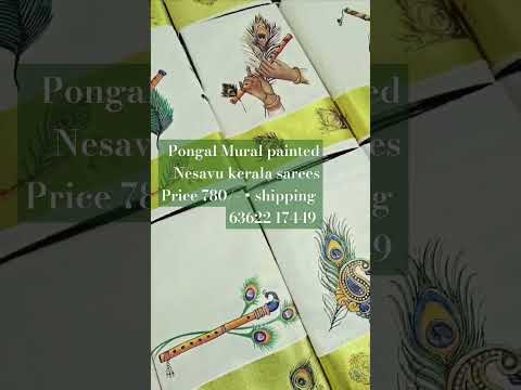 Mural painted Kerala Nesavu sarees # shorts # yt shorts