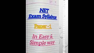 NET Exam Syllabus Paper 1 #exam #netexam #netexamupdate #netsyllabus #exampattern #exampreparation