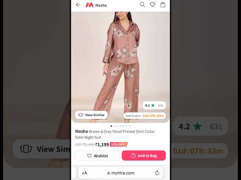 Masha brown and grey floral printed shirt collar satin night suit #loungewear #shorts #unboxing