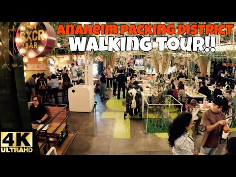 WALKING THROUGH POPULAR GOURMET LOCAL FOOD HALL AT ANAHEIM PACKING DISTRICT WALKING TOUR 🍛🍊!! [4K]