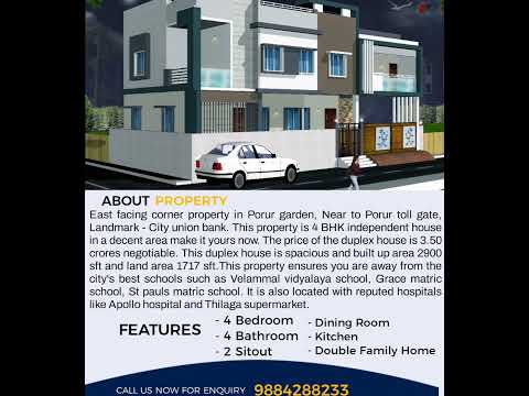 New duplex house available for sale at porur garden Contact - 9884288233