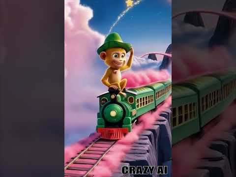 Monkey Takes the Wheel 🚂🍉 | Watermelon Train Adventure! || #shorts #viralvideo  #funny #crazyai