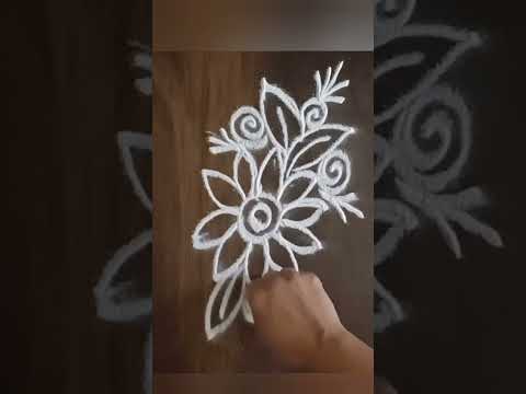 Easy rangoli design | Daily rangoli #flowerrangoli #freehandrangoli #rangoli #shorts #rangolidesigns