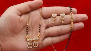 📢 1 Gram Gold Forming - Round with Diamond Gold Plated Mangalsutra Set - Style LMSA127 📢