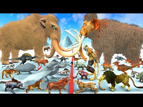 ARBS Prehistoric Mammals vs ARK Prehistoric Animals Size Animal Epic Battle Mammoth Fight Mastodon