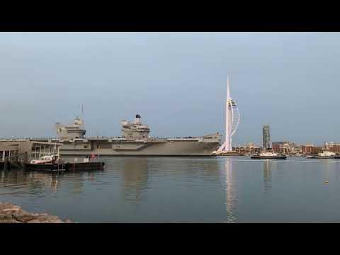 HMS Queen Elizabeth departs Portsmouth 8th September 2023 - A year after Queen's death