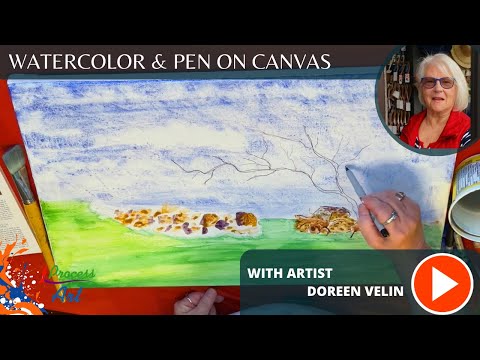 Watercolor & Pen on Canvas: Exploring a Unique Art Technique with Doreen Velin