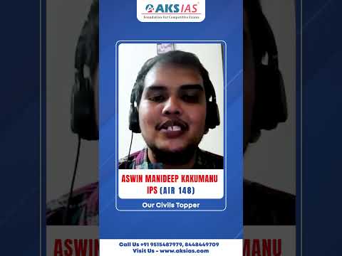 Aswin’s achievement reflects his dedication and hard work.#CivilServicesTopper #IPS #AIR148