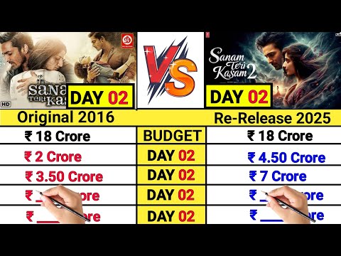 Sanam Teri Kasam Re-Release 2025 Day2 vs sanam teri kasam 2016 Day2 Box Office Collection Comparison