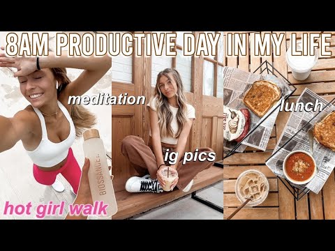 waking up at 8am & being productive | hot girl walk, meditation, lunch