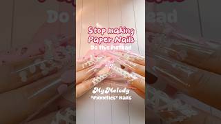 Stop making Paper Nails 💅 Make this MyMelody nails instead 🎀 | Sanrio Nails #shorts