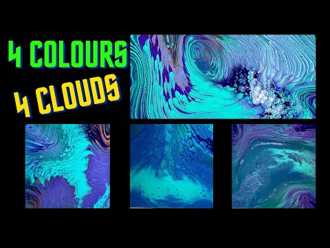 #43- 4 Colors for 4 Clouds ! #youtubetutorial #youtubevideo #cloudpour