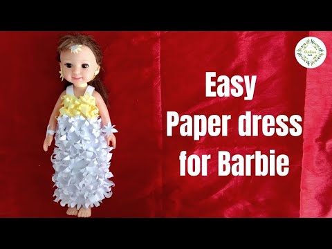 Easy paper dress   #diy #onlineart #papercraft #kidscraft #origami #craft #doll #dolldress #barbie