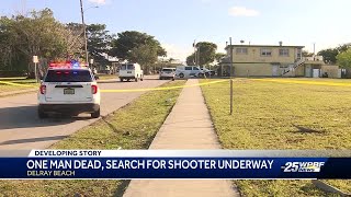 1 dead following shooting at convenience store in Delray Beach; suspect on the run