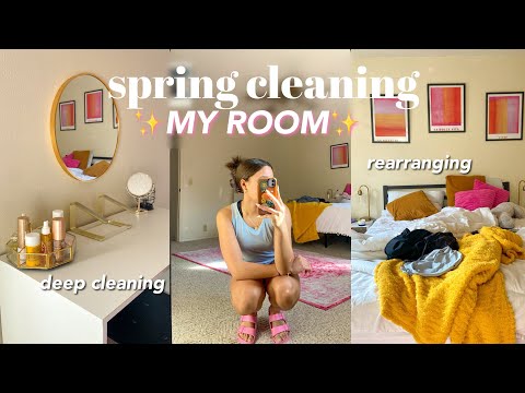 SPRING CLEANING MY ROOM| cleaning, rearranging & getting on track 🌸