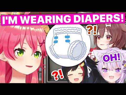 Miko Announces She's Wearing Diapers During Mikkorone 24 (Korone, Mio, Okayu / Hololive) [Eng Subs]