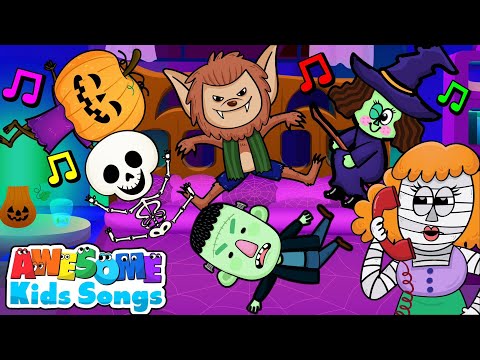 Five Little Monsters Jumping on the Bed | Halloween Fun Song for Kids | Nursery Rhymes