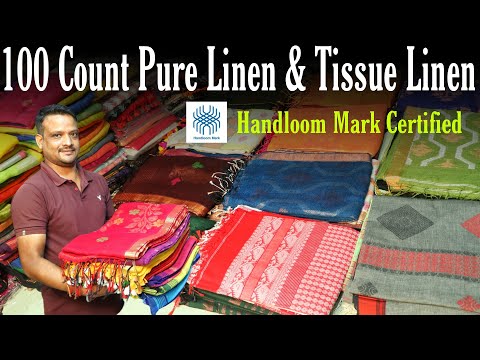 100 Count Pure Linen, Ikkat Linen, Tissue Linen, Silk Linen, Pure Tissue Handloom Saree Manufacturer