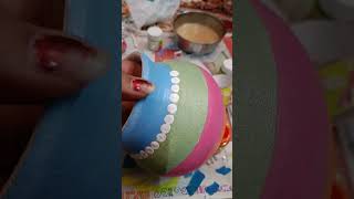 Matki decoration ideas / janmashtami matki decoration #pot decoration #art #youtubeshorts #painting