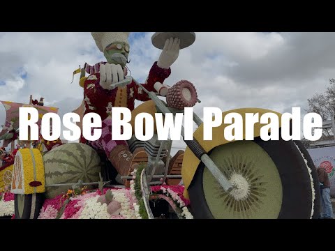 Rose Bowl 2023 Parade Floats Up Close.  Warehouse Behind the Scenes Flowers Build. Walking Tour