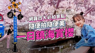 【韓國旅遊】釜山鎮海櫻花季｜慶和火車站、長福山公園、余佐川羅曼史橋、帝皇山公園！隨便拍隨便美