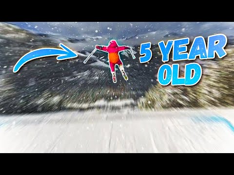 5 Year Old Girl Catches Big Air | Skiing Family