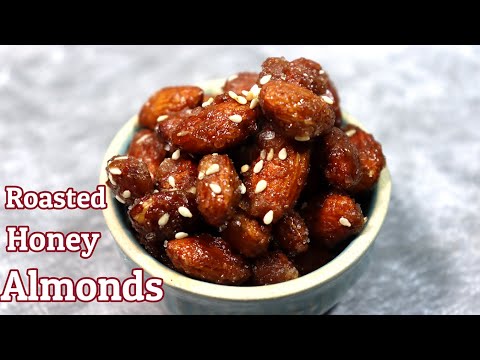 Honey Roasted Almonds Recipe in Hindi at Home | Pan Roasted Healthy Snacks | शहद वाले बादाम​