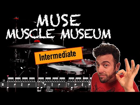 Muse - Muscle Museum - Drum cover (with scrolling drum score)