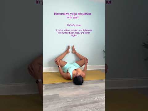 Restorative yoga sequence with wall #yoga #beach #suryanamaskaryogaforweightloss