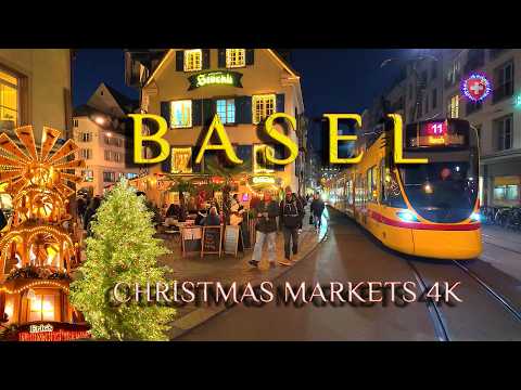 BASEL SWITZERLAND ✨ Experience the Charm of Basel's Christmas Markets / Evening walking tour 4K