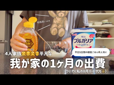 【主婦vlog】1ヶ月の家計簿（8月）💸パート代公開.平日5日間の朝夜ご飯🍳