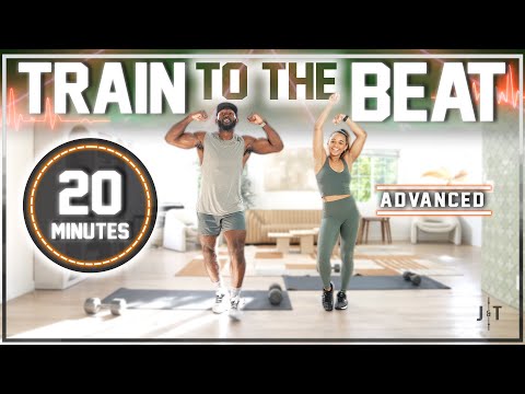 20 Minute Full Body TRAIN TO THE BEAT Dumbbell Workout [ADVANCED/ HIIT]