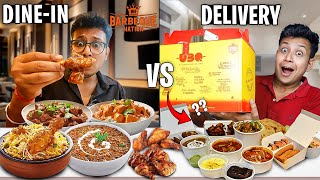 BARBEQUE NATION DINE IN VS TAKEAWAY COMPARISON | Starter, Main Course & Deserts Battle | Mukbang