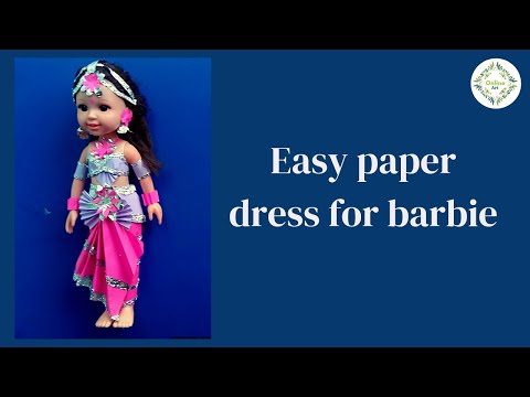 Easy paper dress   #diy #onlineart #papercraft #kidscraft #origami #craft #doll #dolldress #barbie