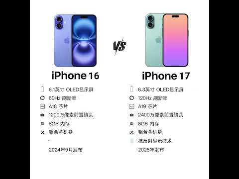 iPhone 16 对比 iPhone 17 #iphone16