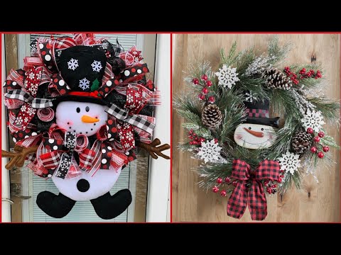 Snowman Wreath Collection/Beautiful Christmas Snowman Wreath Designs